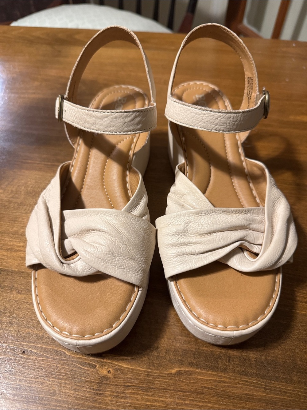 Born Cream Knotted Ankle-Strap Sandals